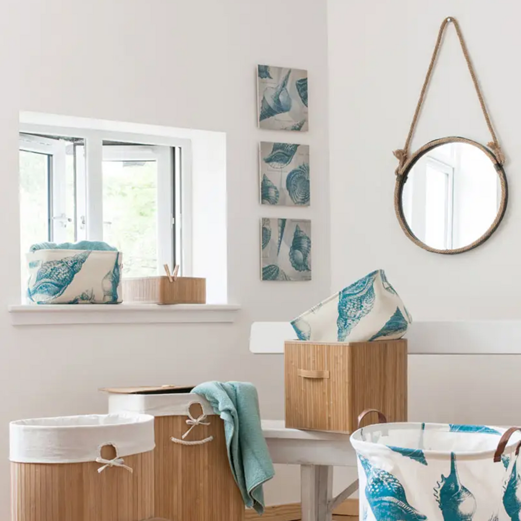 Set of Three Blue Shell Wall Plaques in Cream