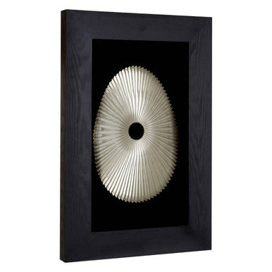 Framed Oval Carving Wall Art in Black and Silver