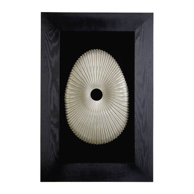 Framed Oval Carving Wall Art in Black and Silver