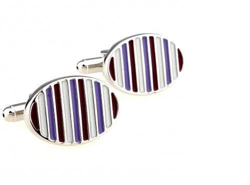 Purple Lilac and Cream Striped Cufflinks
