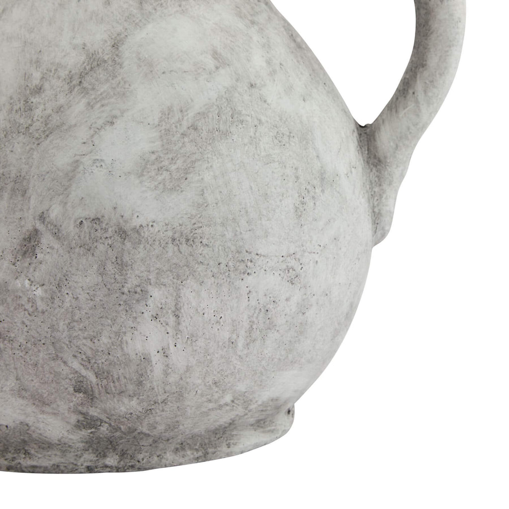 Handcrafted Athena jug in distressed white ceramic with rustic Mediterranean design, perfect for home decor or flowers. by sostter at brixbailey.com
