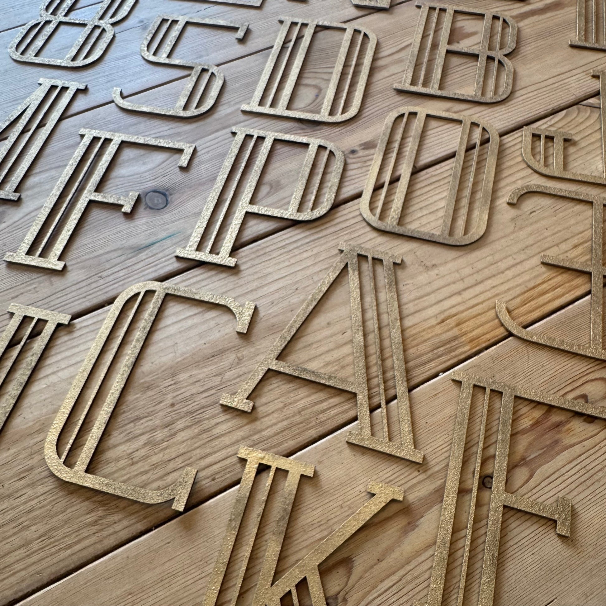 Gold Distressed Art Deco Metal Letters and Numbers 5 inch or 12 inch