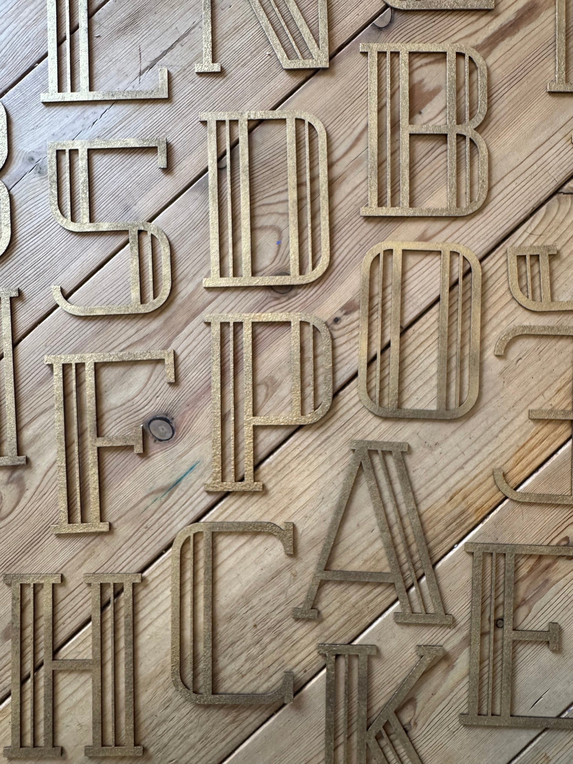 Gold Distressed Art Deco Metal Letters and Numbers 5 inch or 12 inch