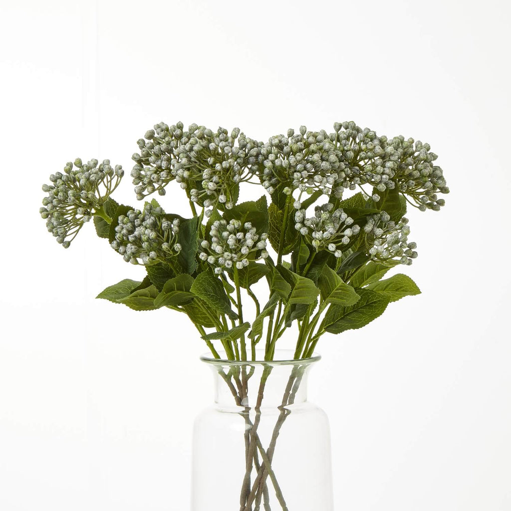 Lifelike blue hydrangea spray with lush clusters, 55cm faux floral arrangement for home decor by RoomLondon at brixbailey.com