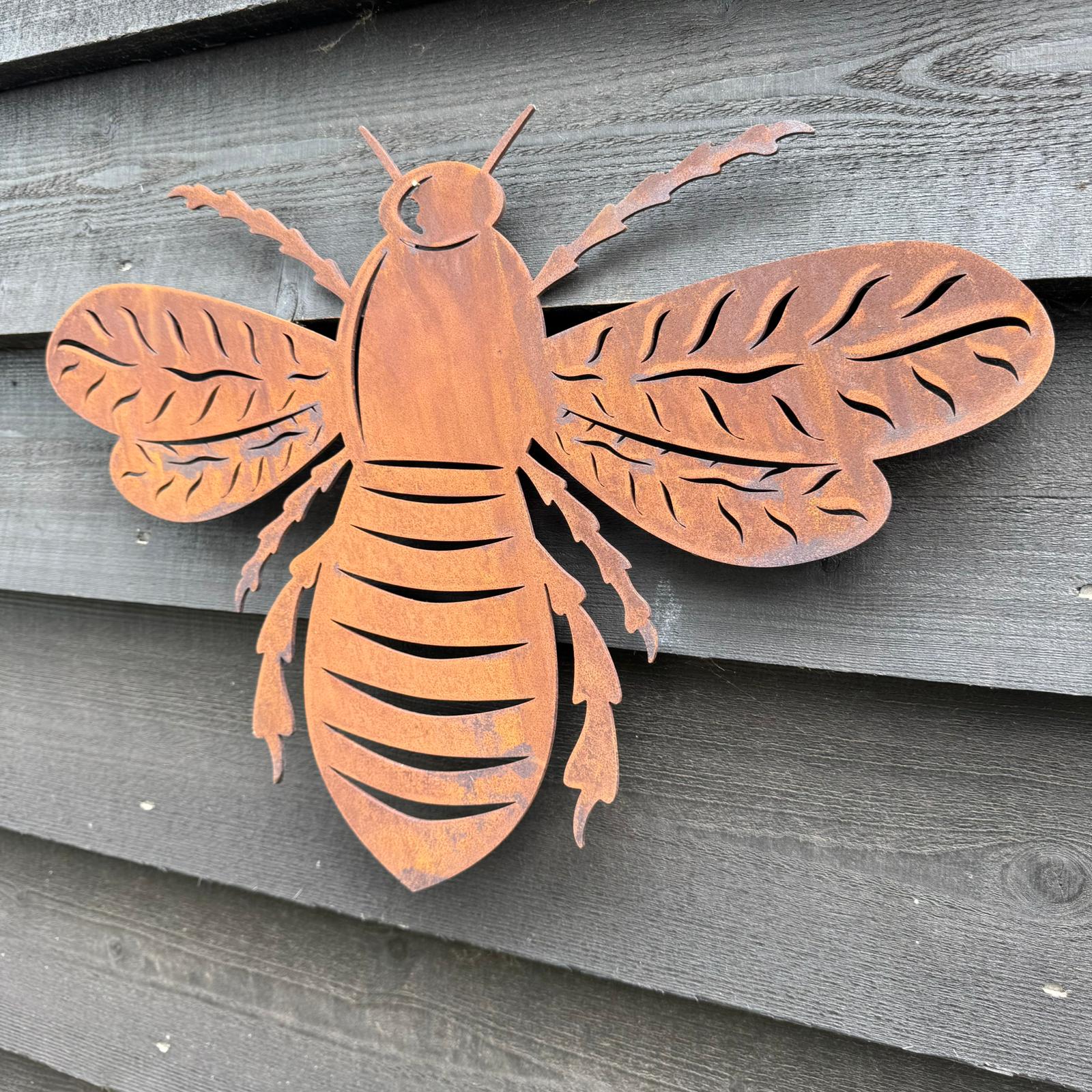 Large Rusty Metal Bee Wall Plaque