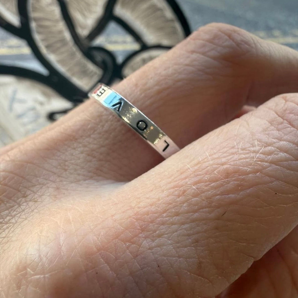 Personalised Skinny Silver Band Ring