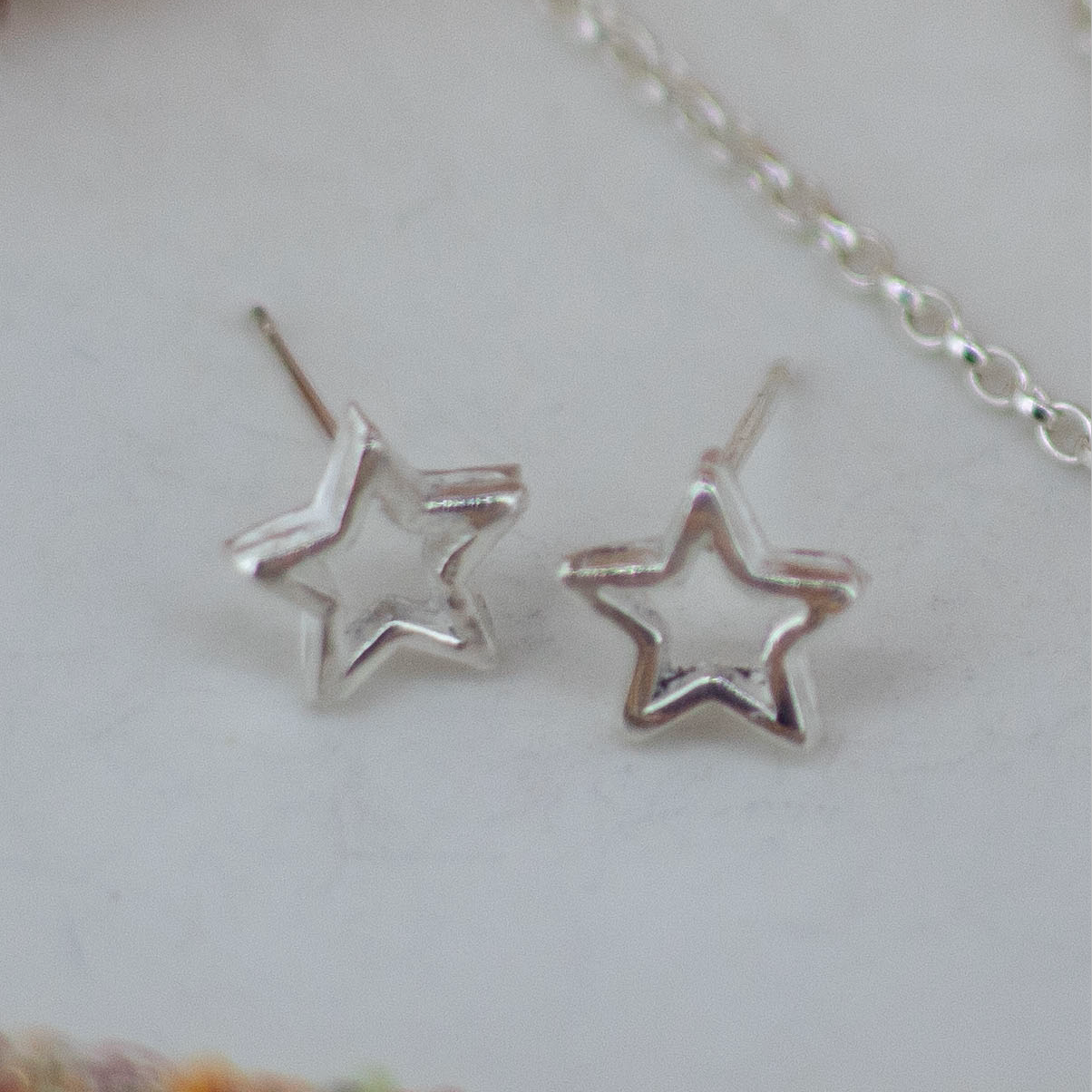 Silver Open Star Studs