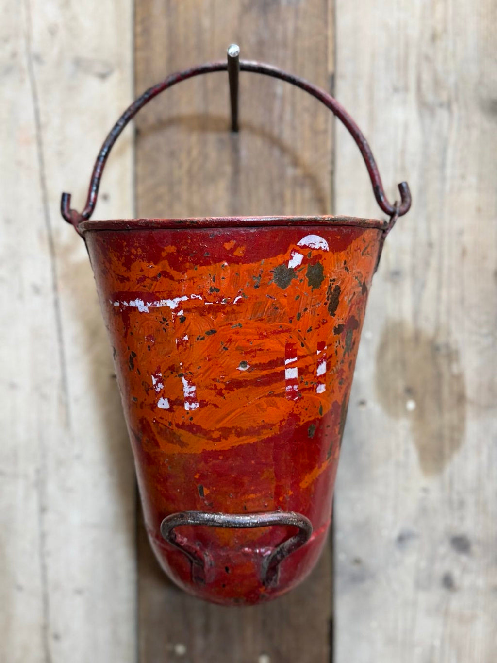 Vintage Galvanised Hanging Fire Bucket Plant Pot