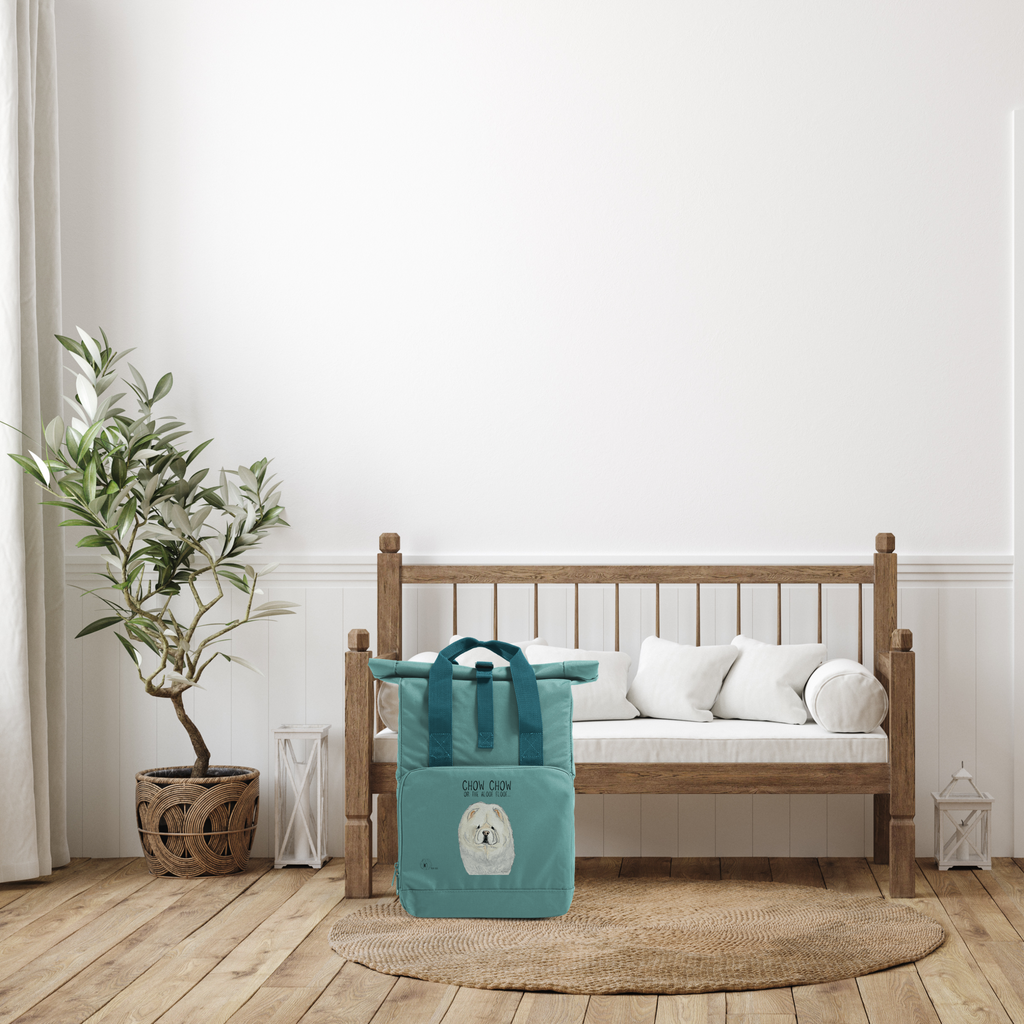 Cream Chow Chow Roll Top Backpack