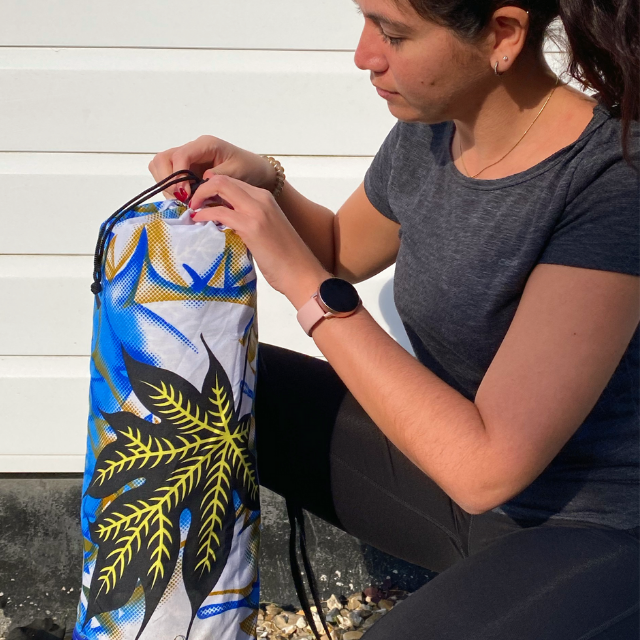 Handmade Yoga Bag in African Wax and Cotton
