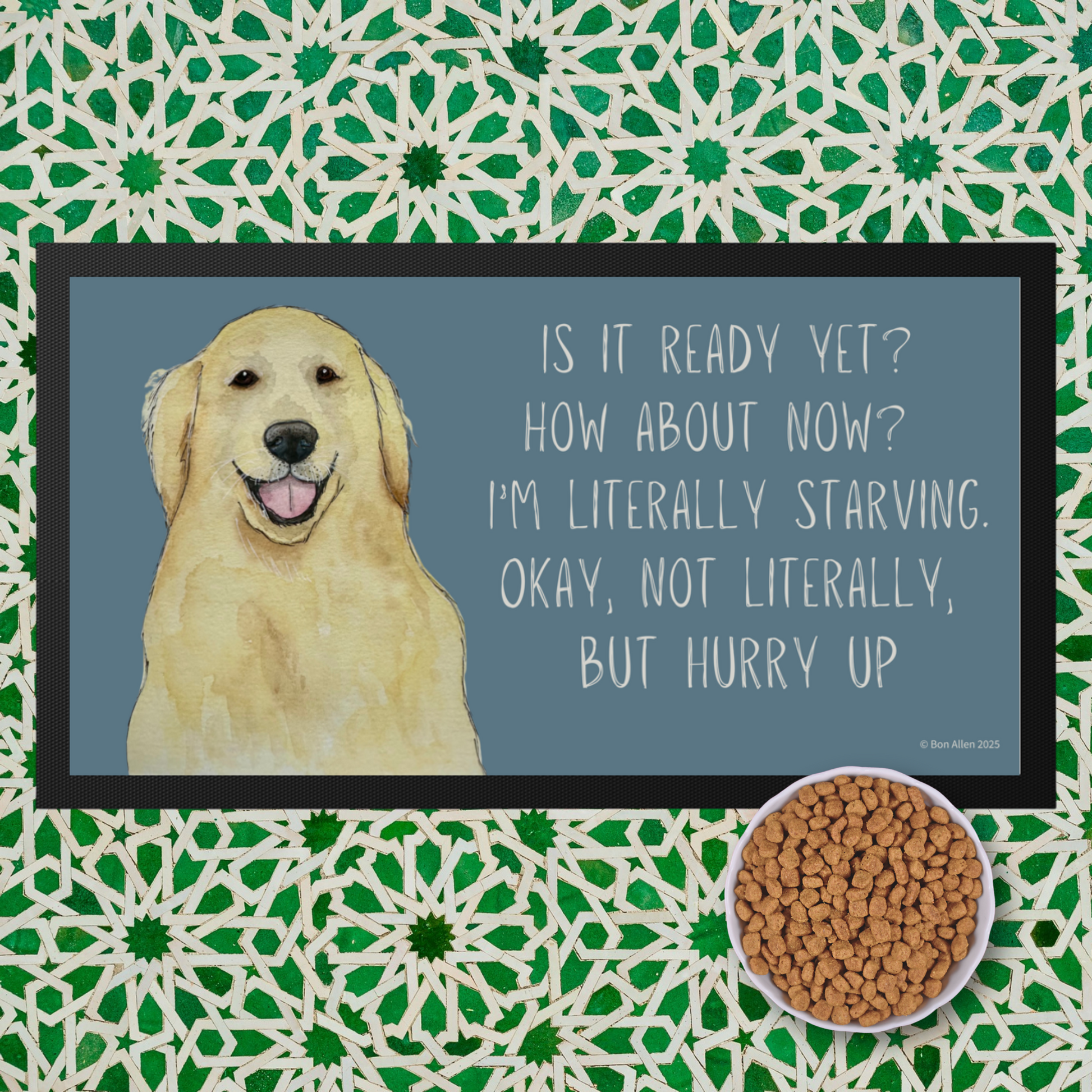Golden Retriever Feast Mat Hurry Up Hooman