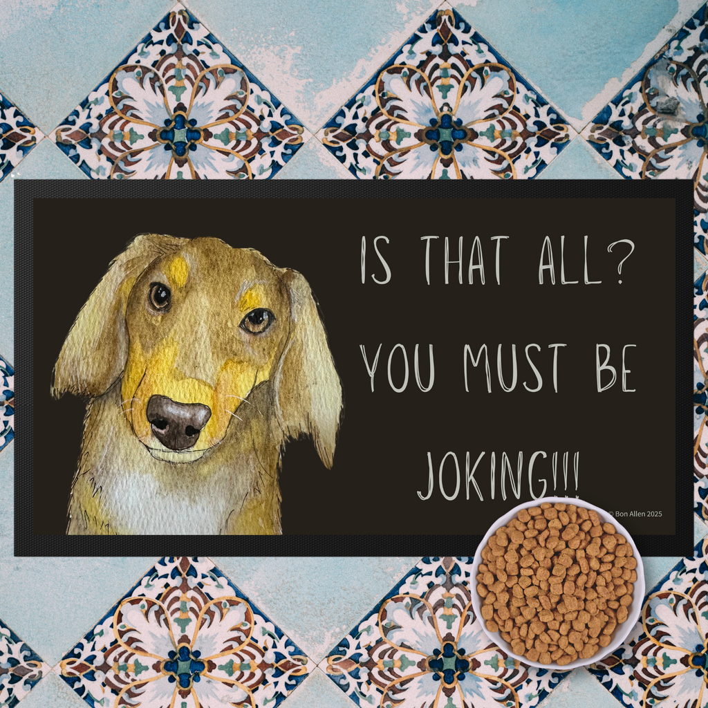 Long Haired Dachshund Dining Drama Pet Bowl Mat