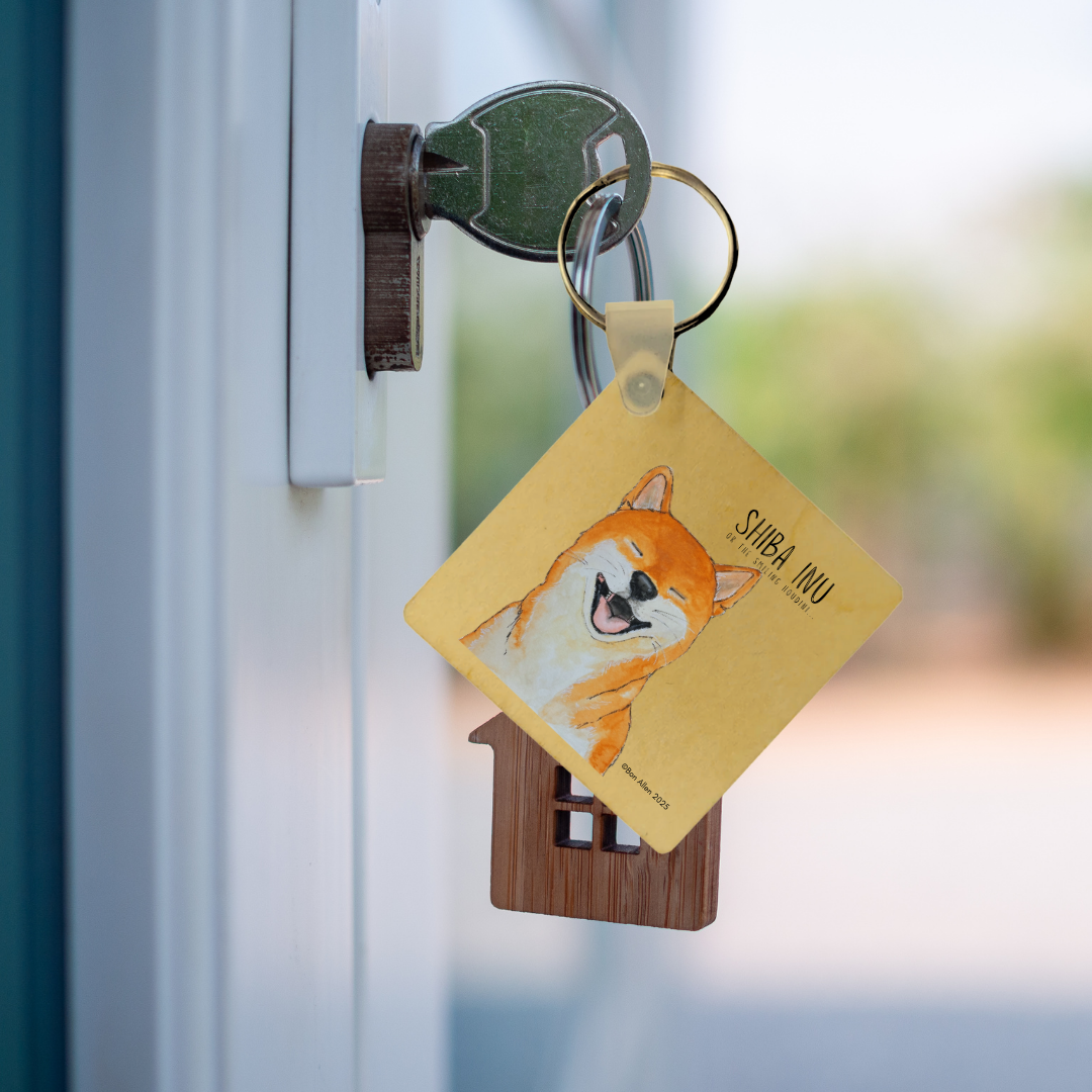 Keys Escaped Like Me Shiba Wooden Keyring