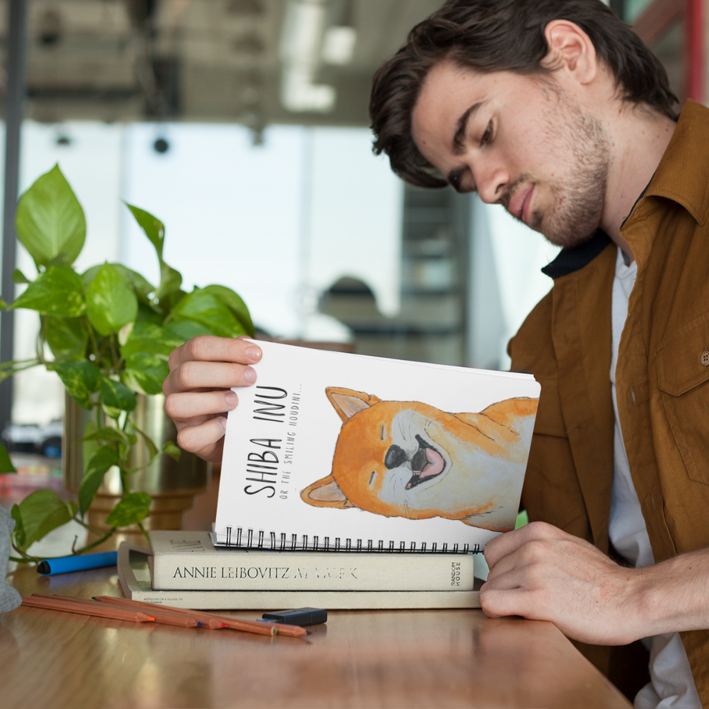 Plotting My Escape Shiba Inu Fabric Notebook