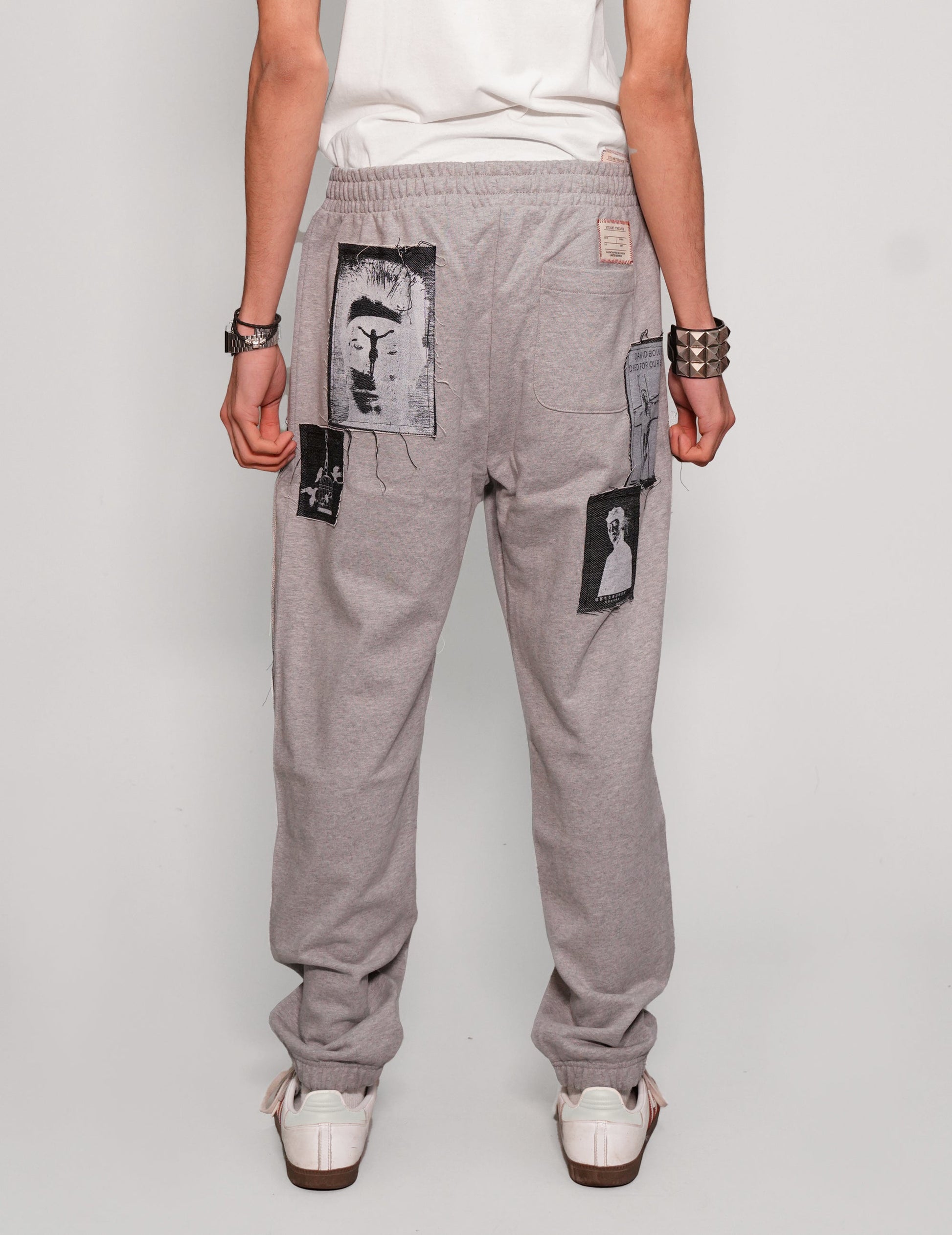 Multi Patch Jogger Pants in Grey
