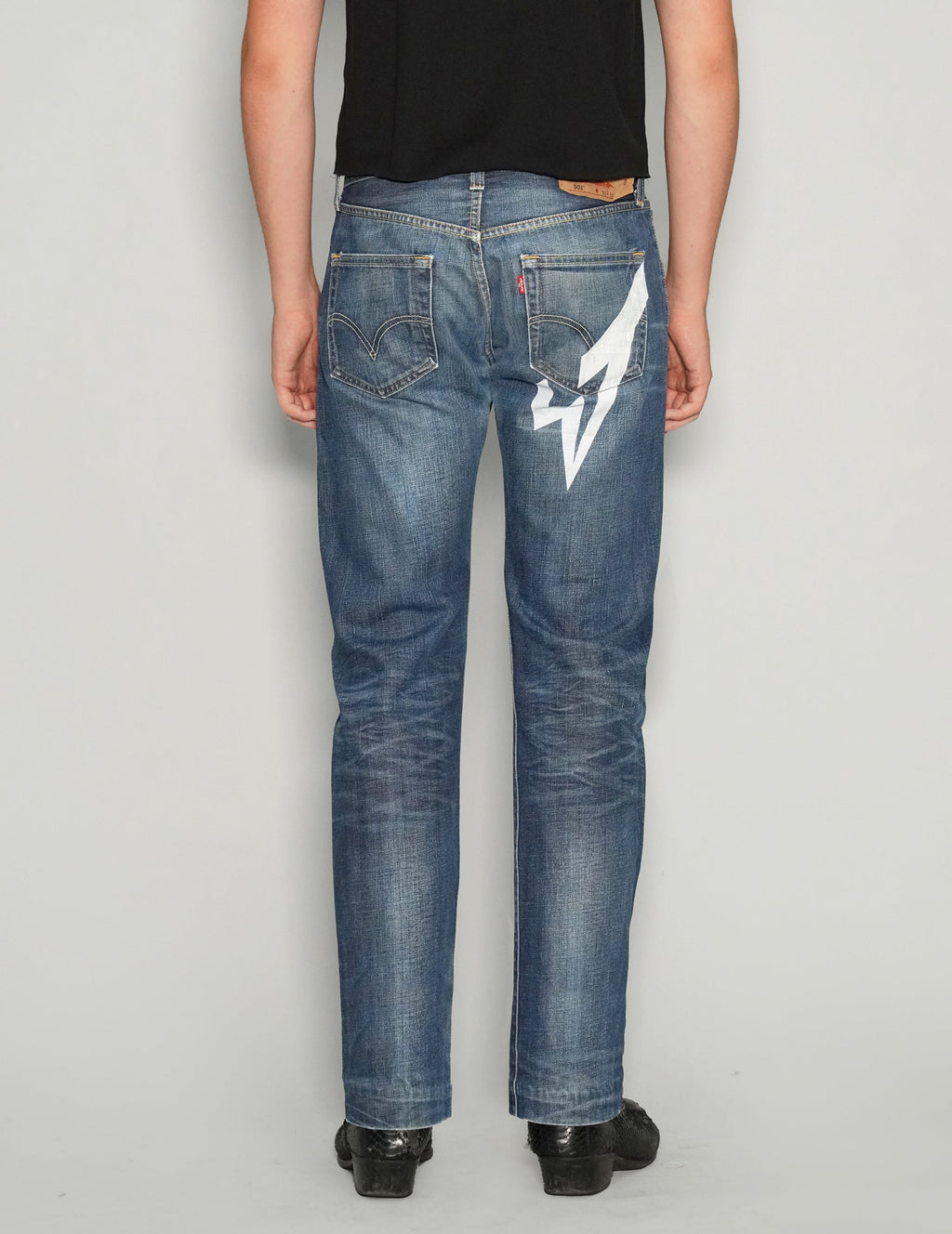 Saint Vintage Blue Jeans with Custom Rock and Roll Print