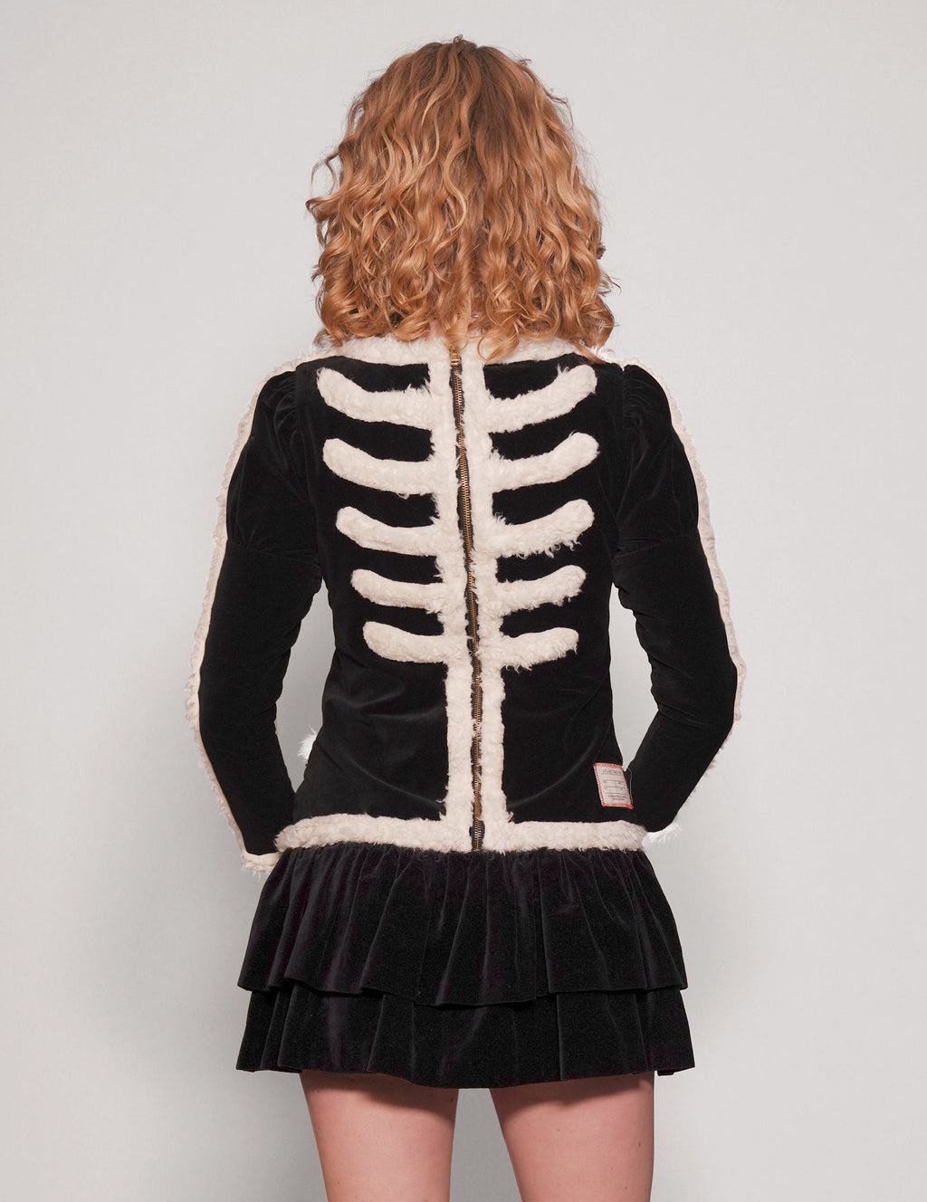 Black Velvet Dress with Fur Trim