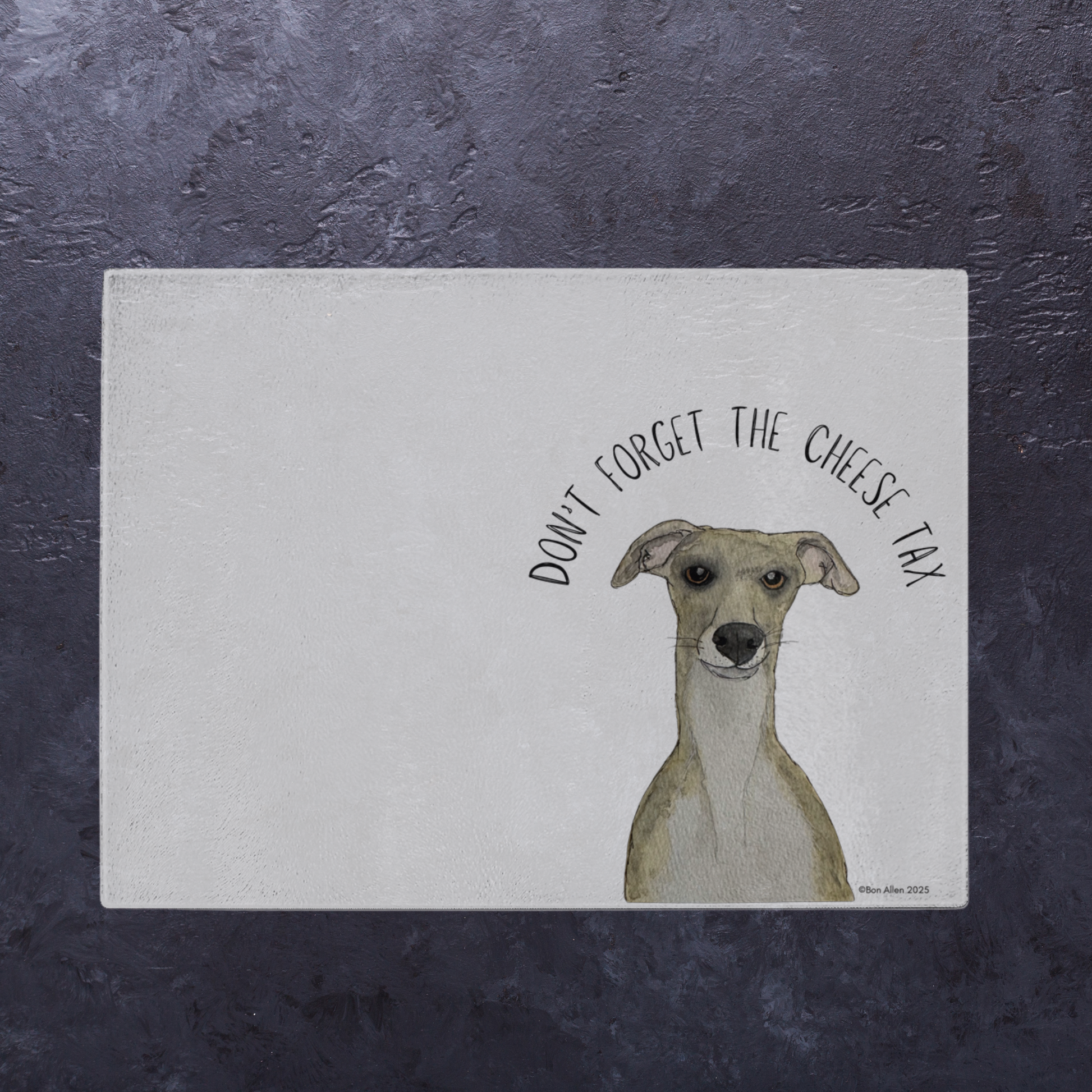 Whippet Cheese Tax Glass Chopping Board