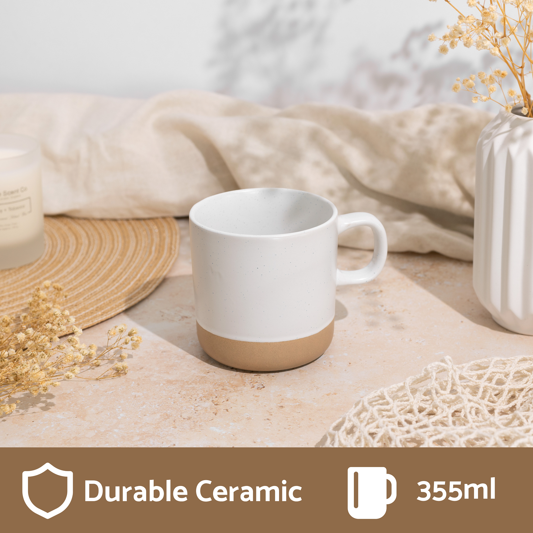 White Speckled Ceramic Coffee Mug 355ml