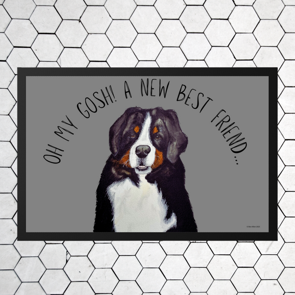 Bernese Mountain Dog Doormat Welcome Friend