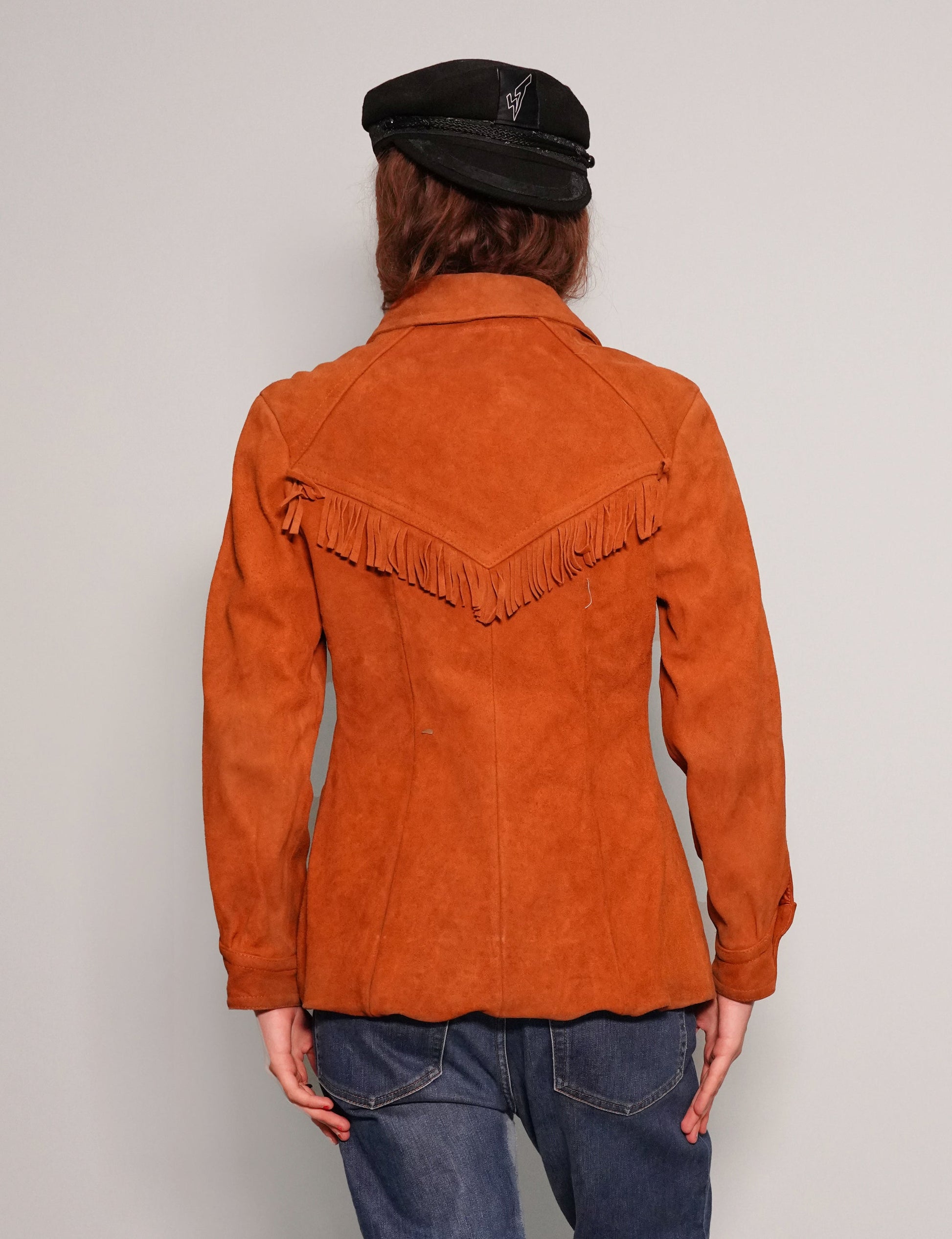 Orange Leather Cowgirl Jacket