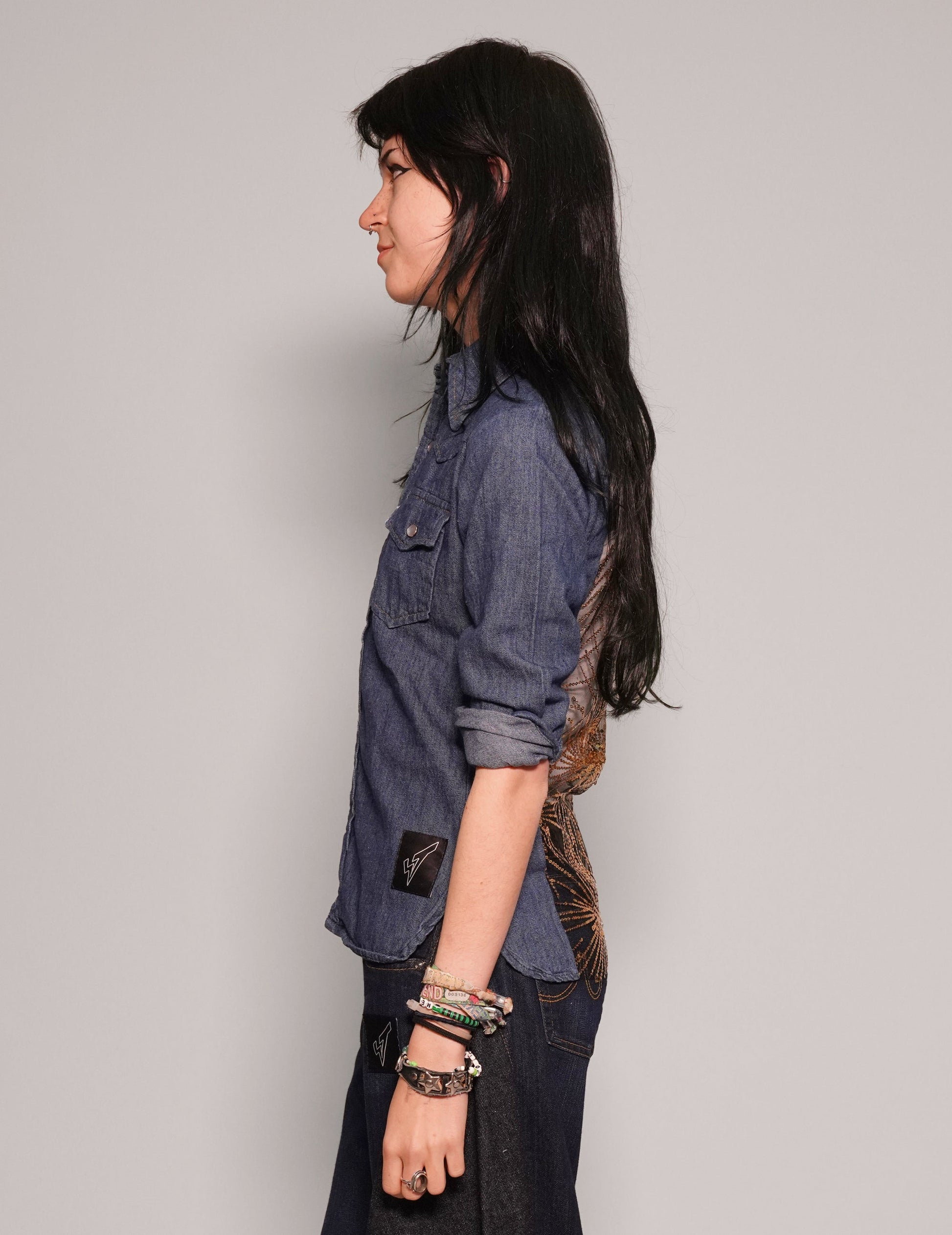 Party Back Shirt Slim Fit Gold Star Sequin