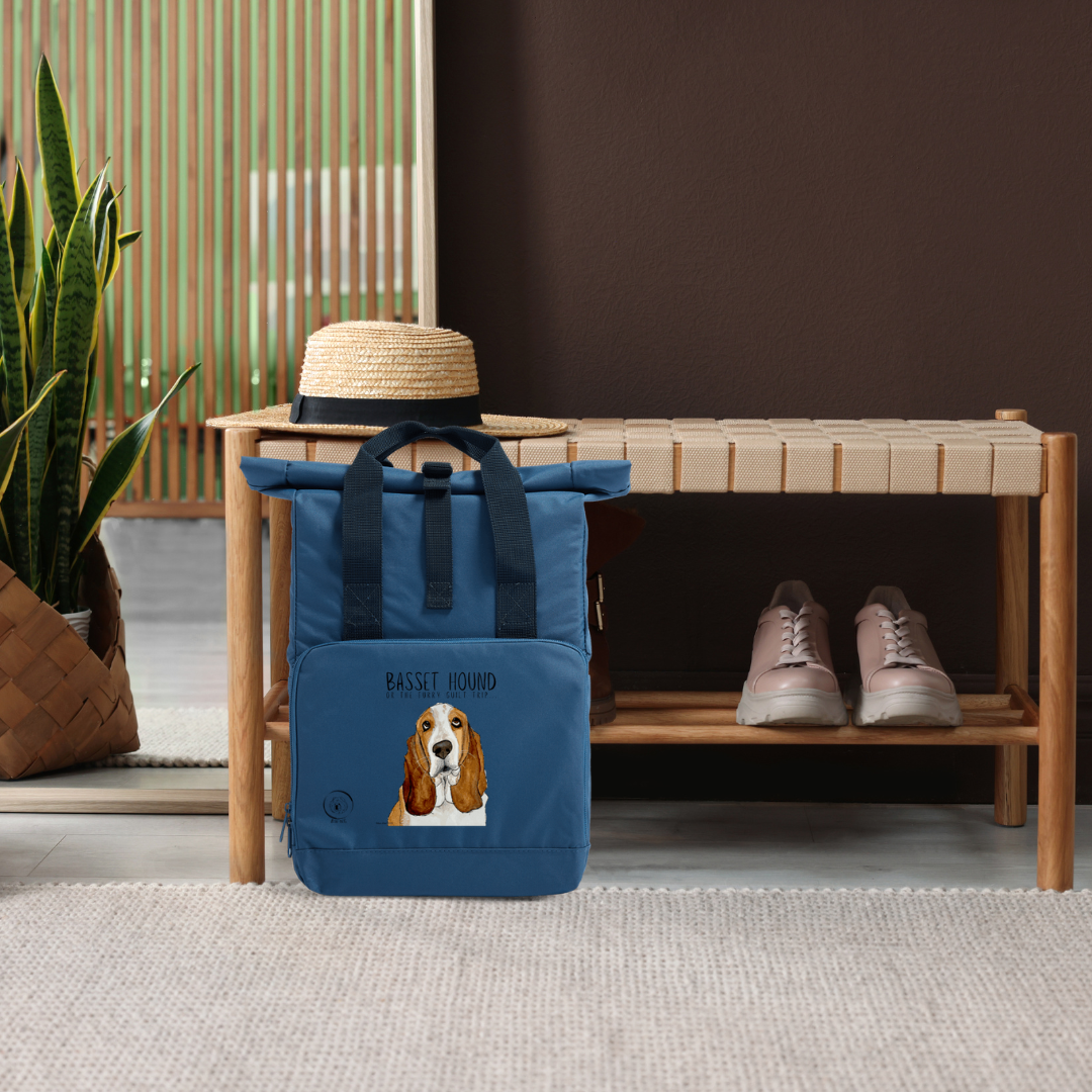 Basset Hound Roll Top Backpack Sustainable Stylish