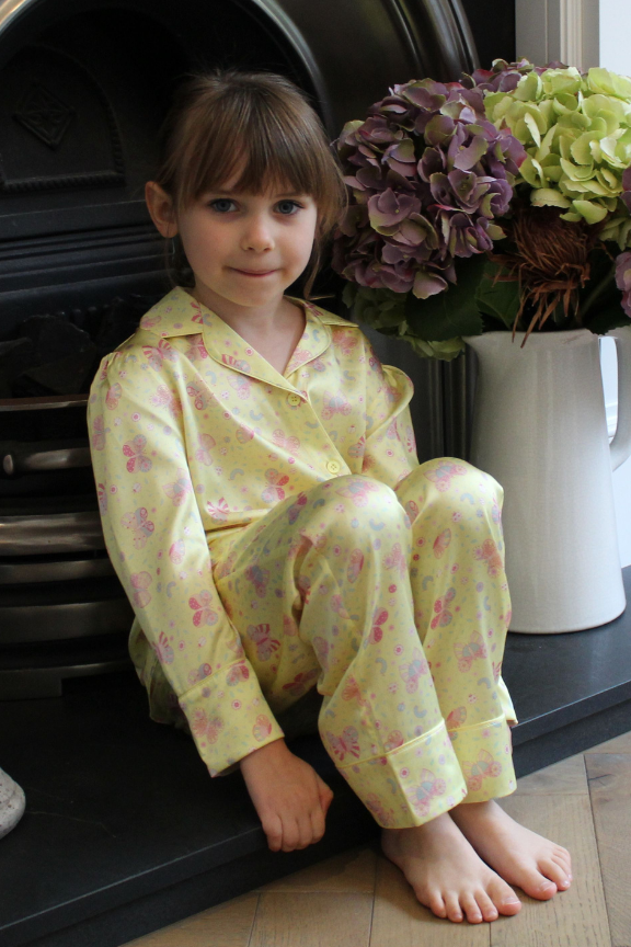 Lemonade Butterfly Silk Pyjama Set for Girls