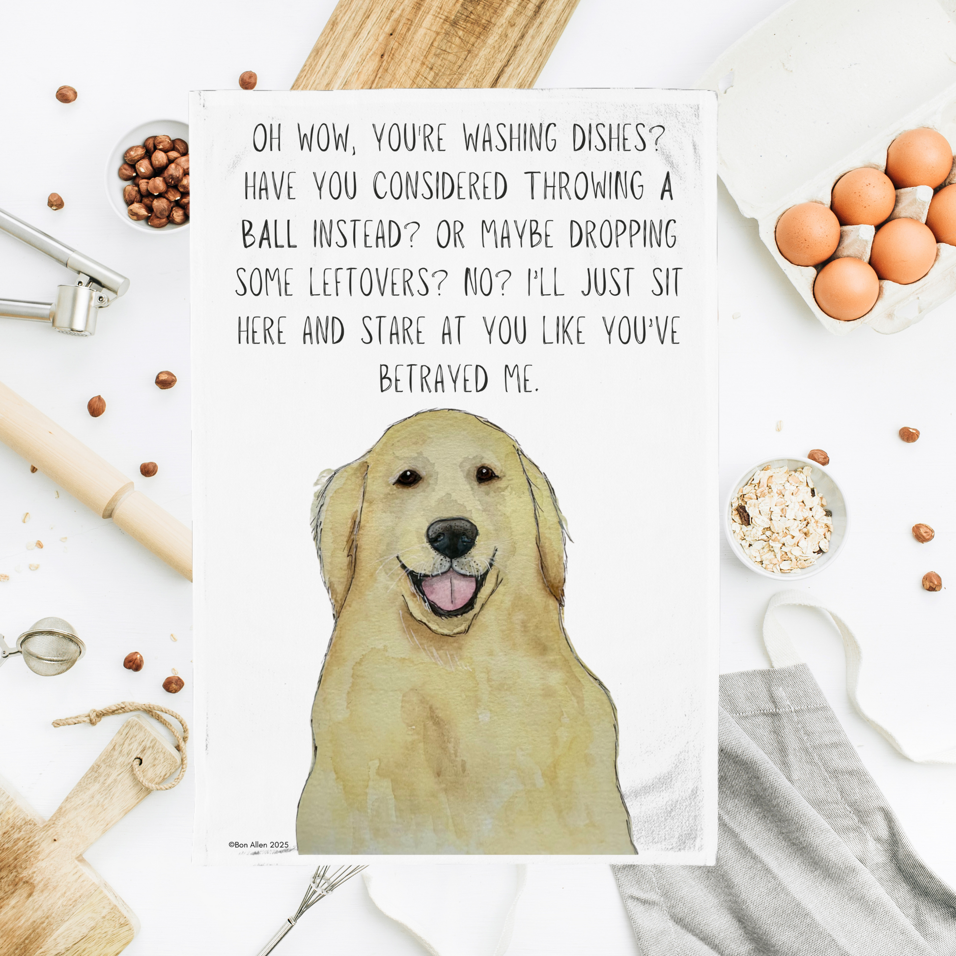 Golden Retriever Tea Towel Dishes Not Fetch