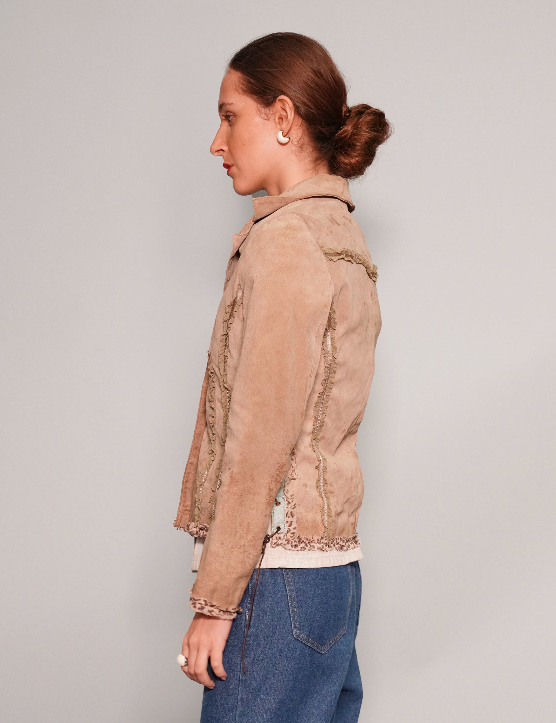 Vintage Frilled Suede Jacket