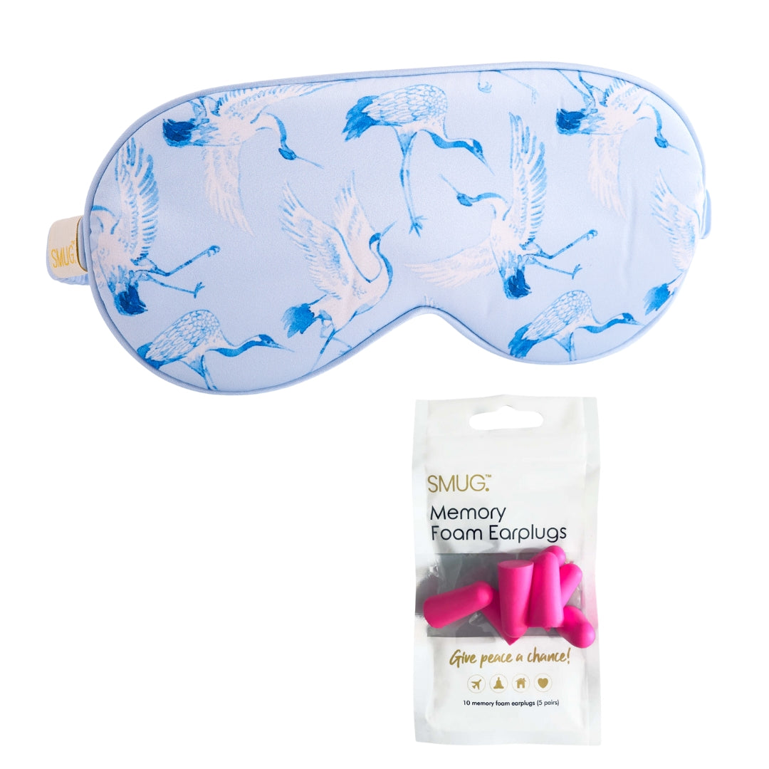 Satin Sleep Mask in Cranes Print