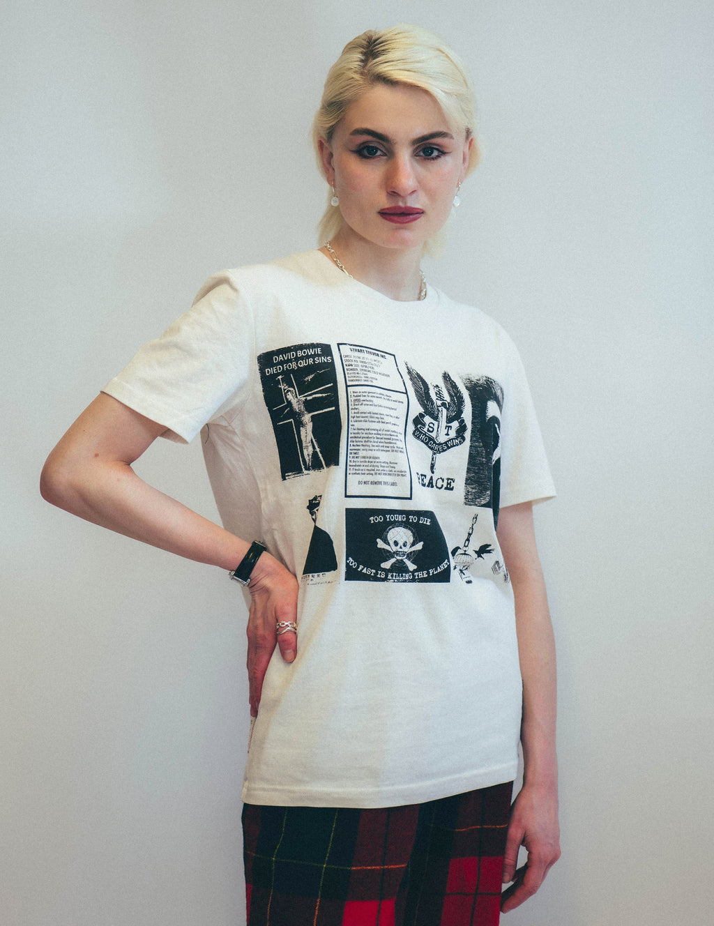 Ecru T-Shirt with Printed Patches