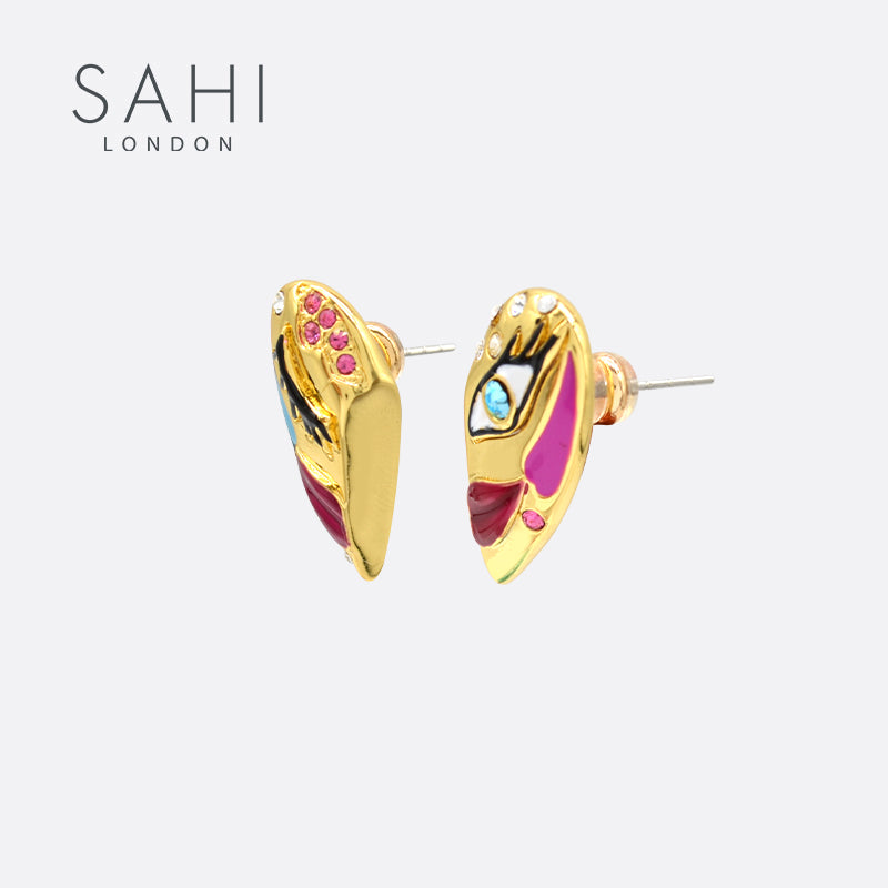 Love Affair Enamel Stud Earrings in Gold Plated