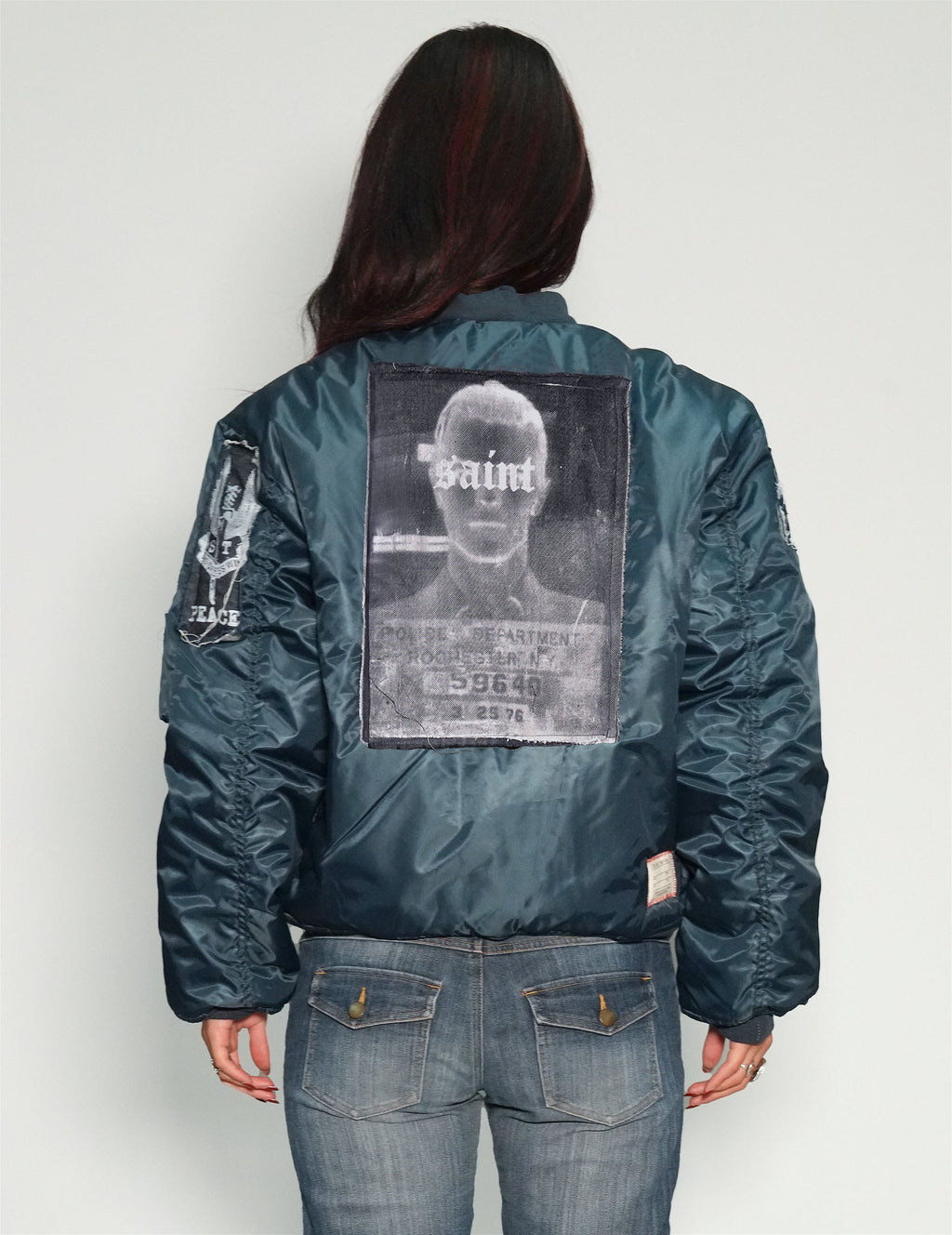 Navy MA1 Bomber Jacket with Patches