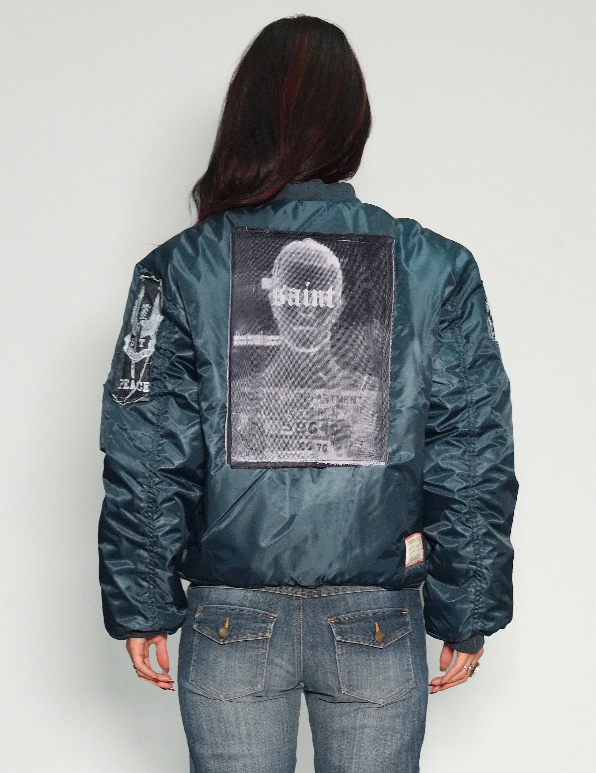 Navy MA1 Bomber Jacket with Patches