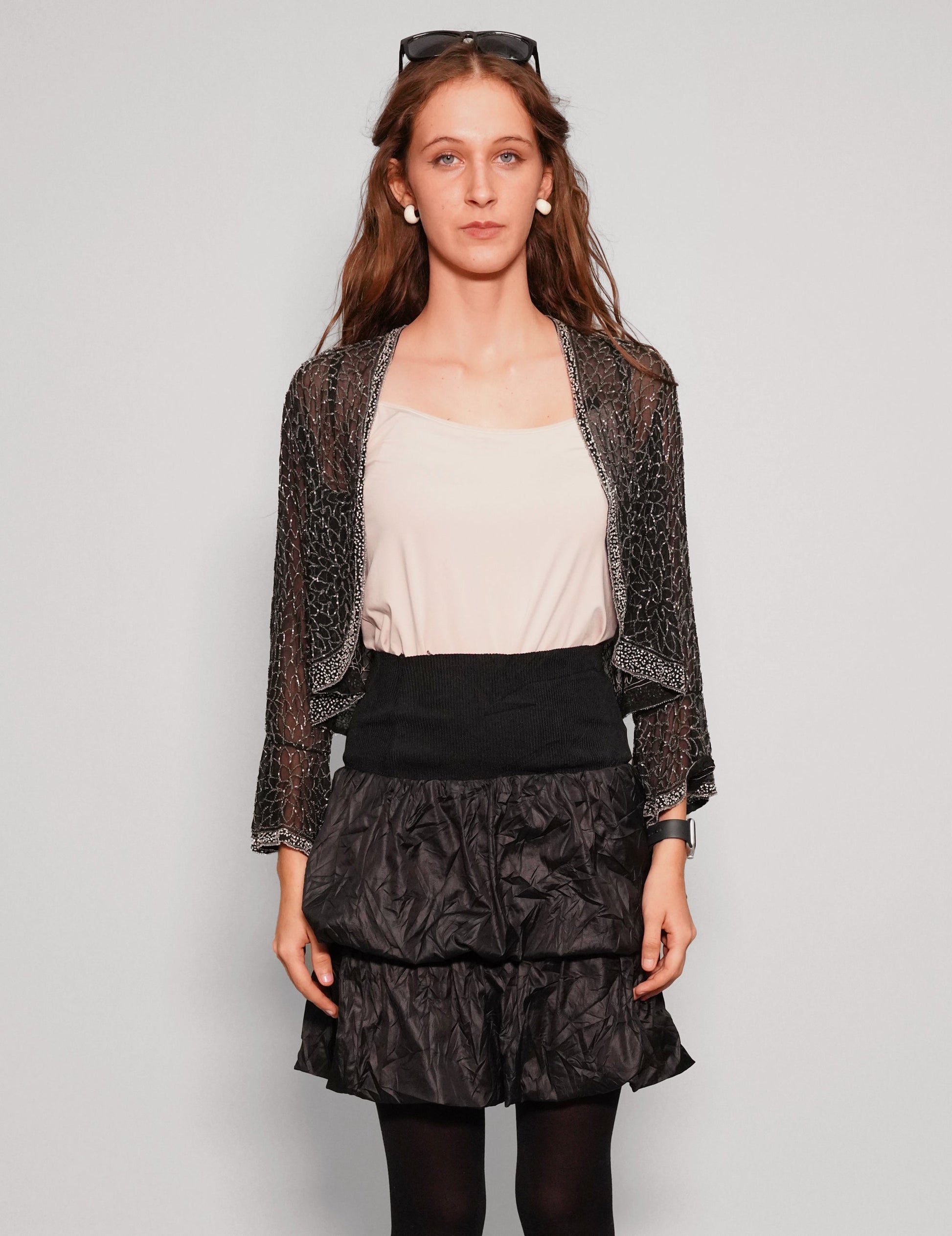 Grand Table Layered Bubble Skirt in Black