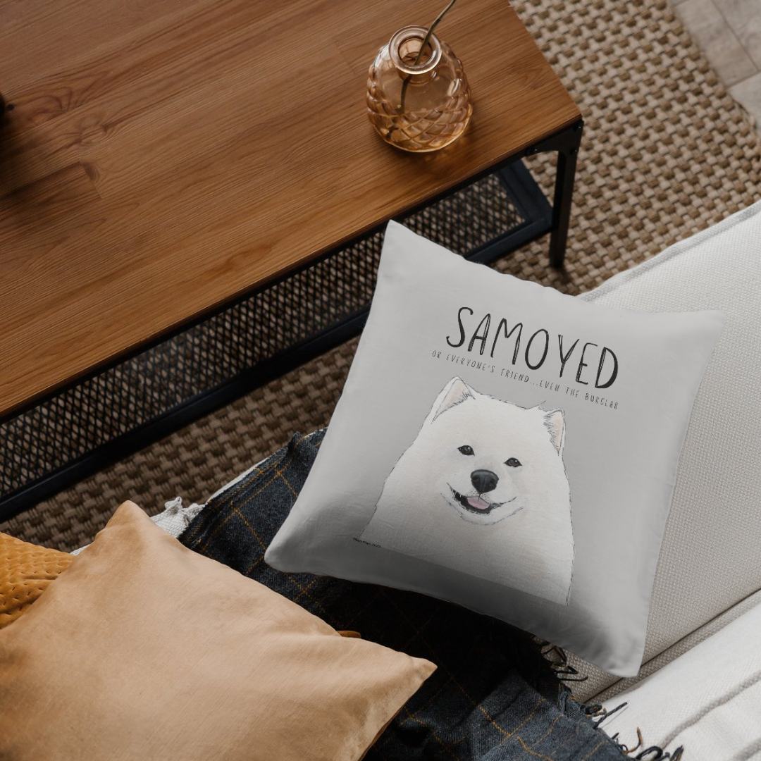 Samoyed Cushion Cover Everyone's Friend Even the Burglar