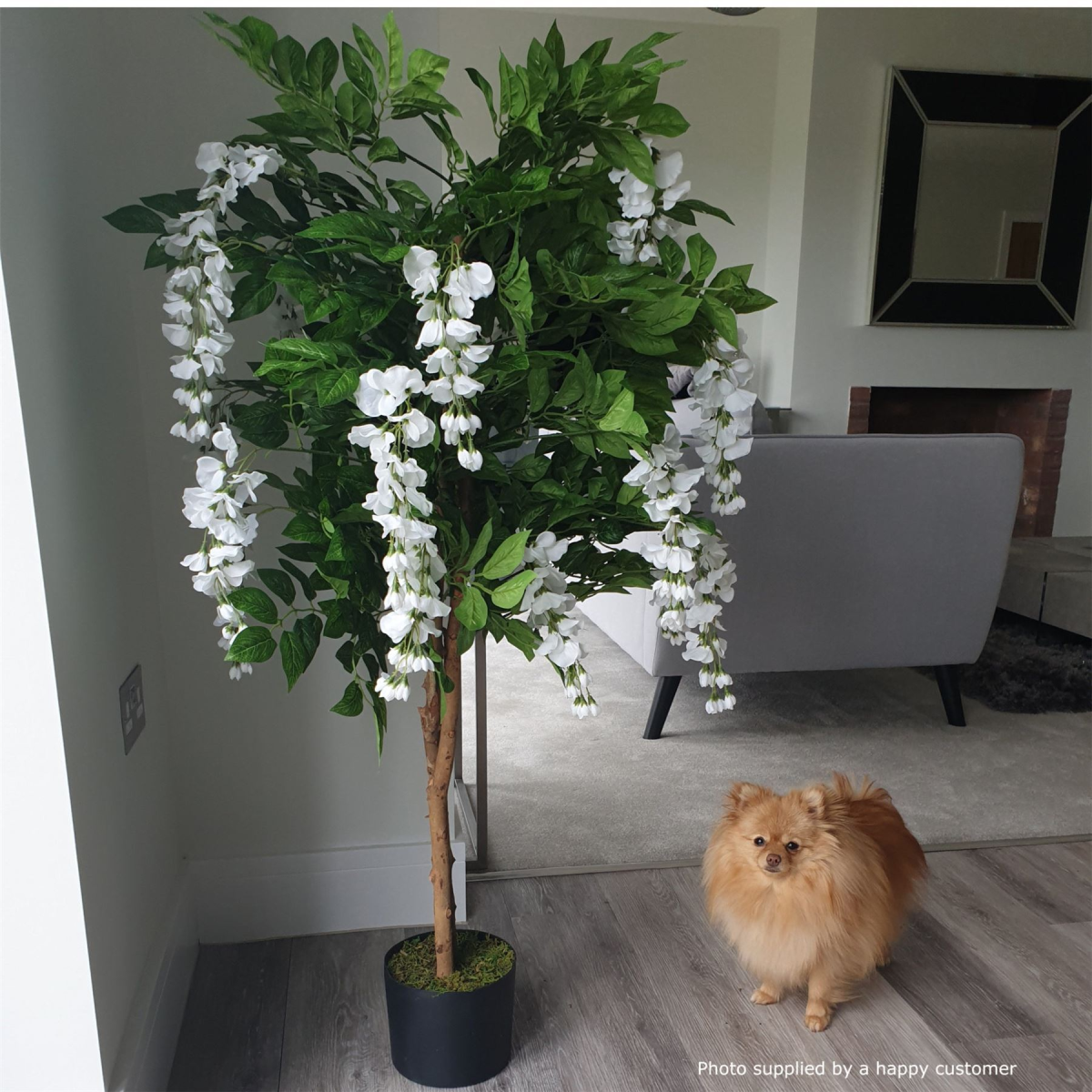 130cm White Wisteria Artificial Tree with Copper Metal Planter