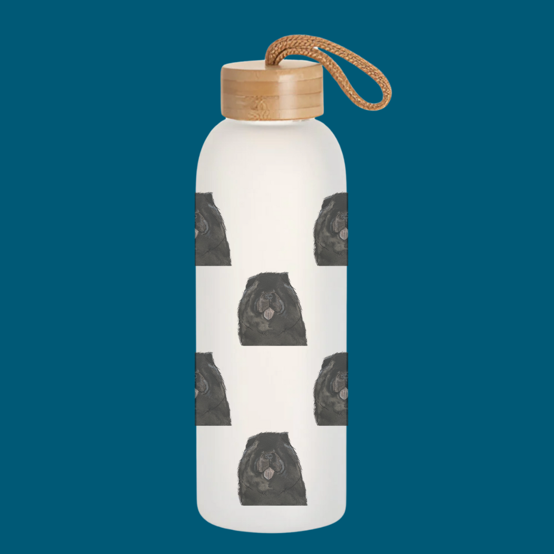 Frosted Glass Water Bottle with Bamboo Lid 750ml