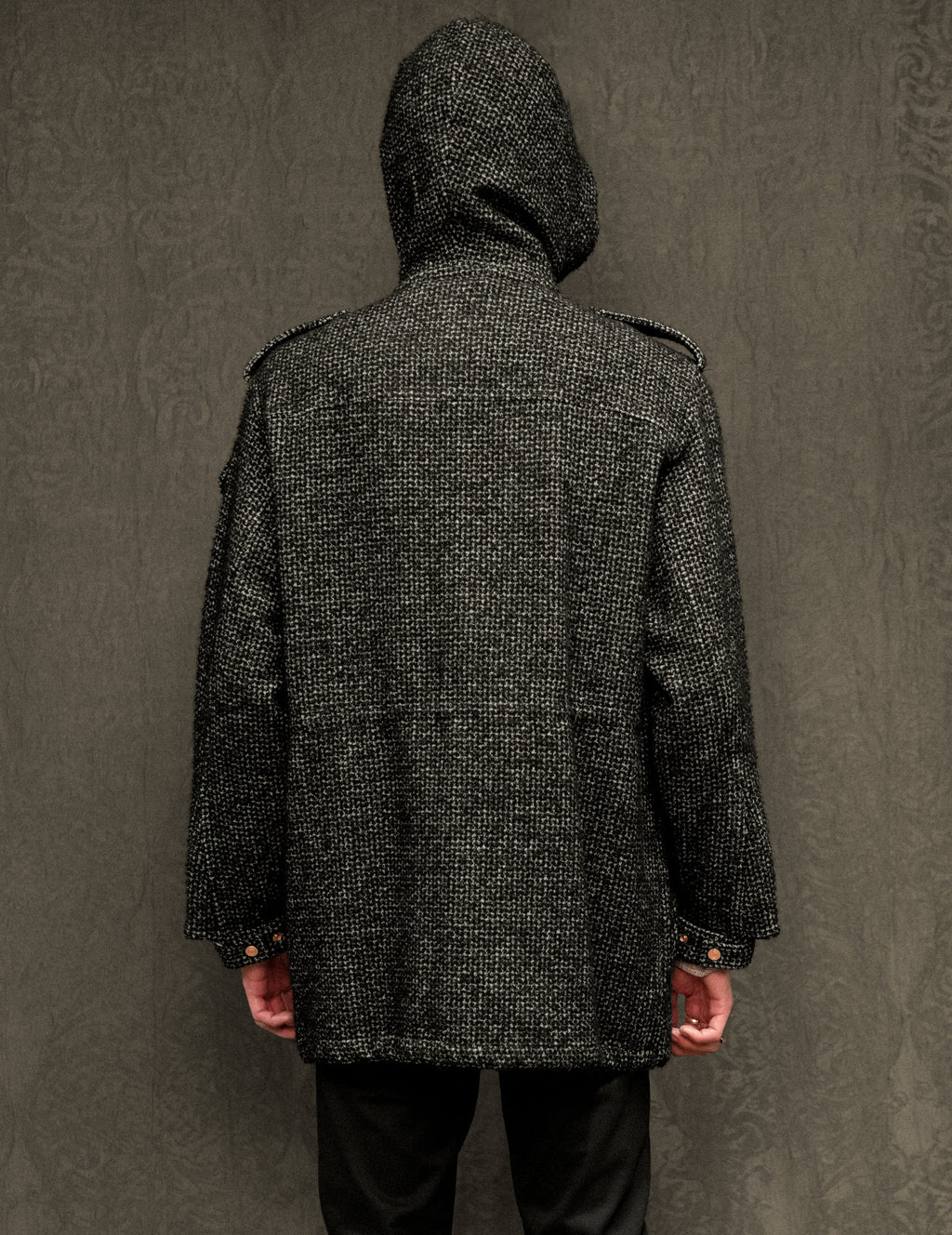 Peter Parka Tweed Charcoal and Black