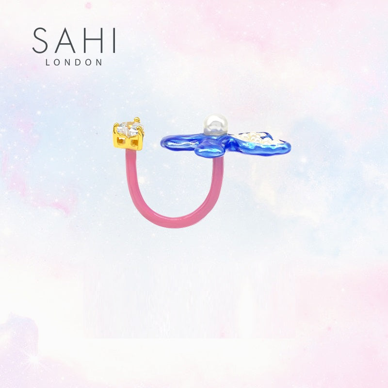 Fantasy Adjustable Ring in Blue, Pink and Gold