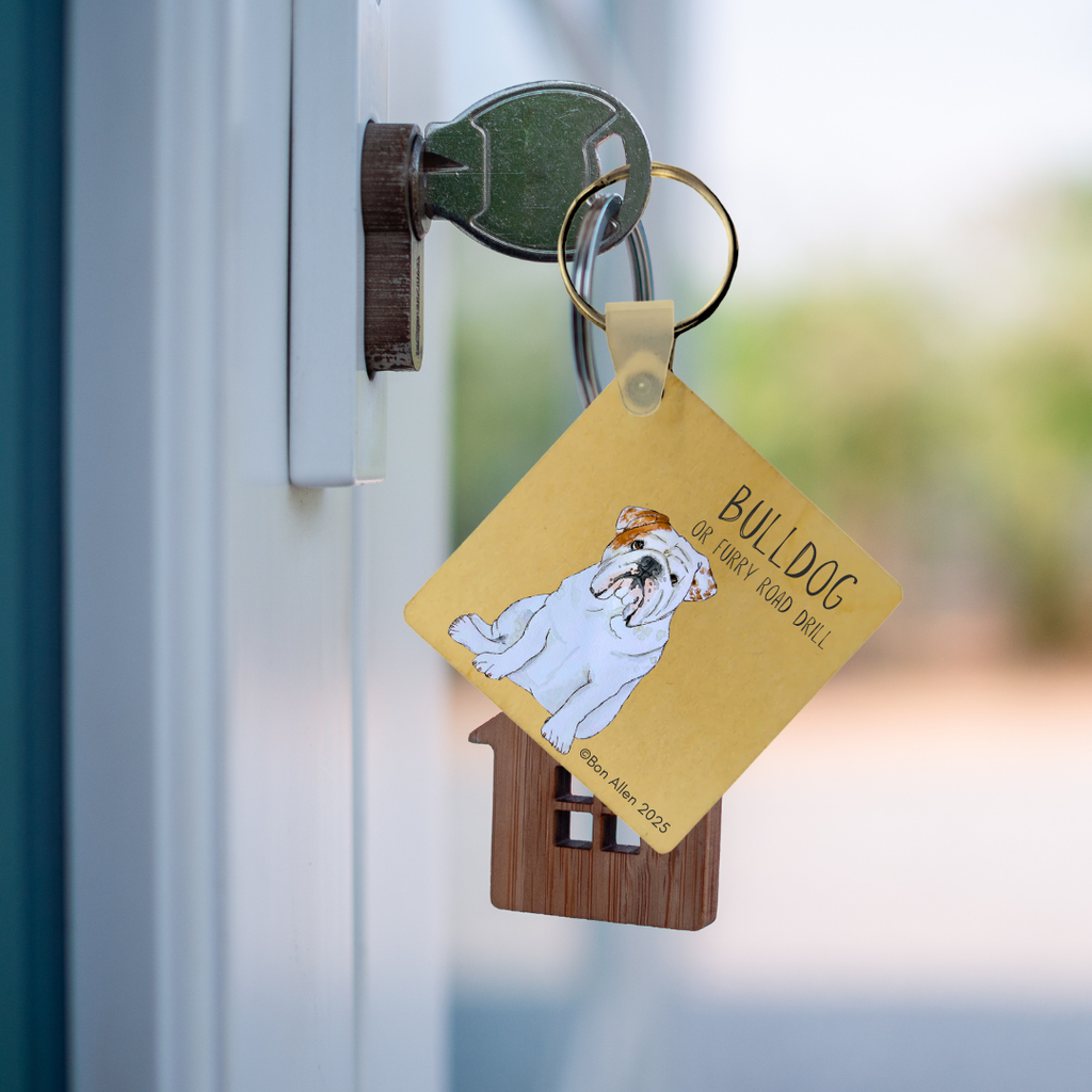 Bulldog Key Keeper Wooden Keyring