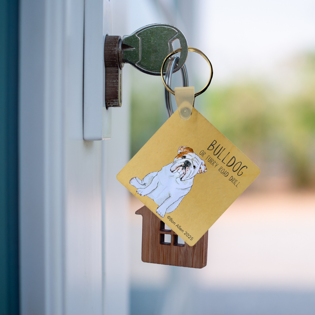 Bulldog Key Keeper Wooden Keyring