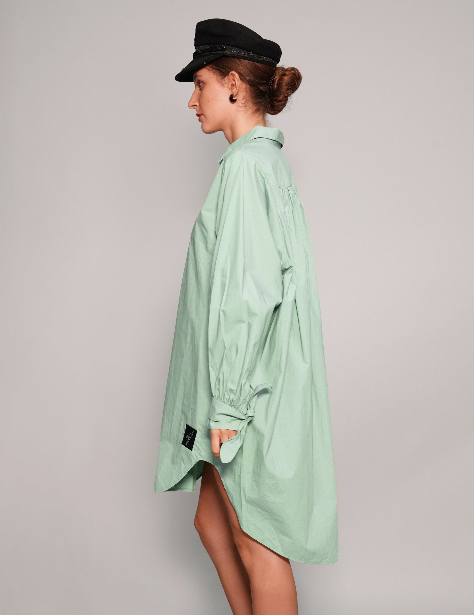 Pale Mint Shirt Dress in Cotton
