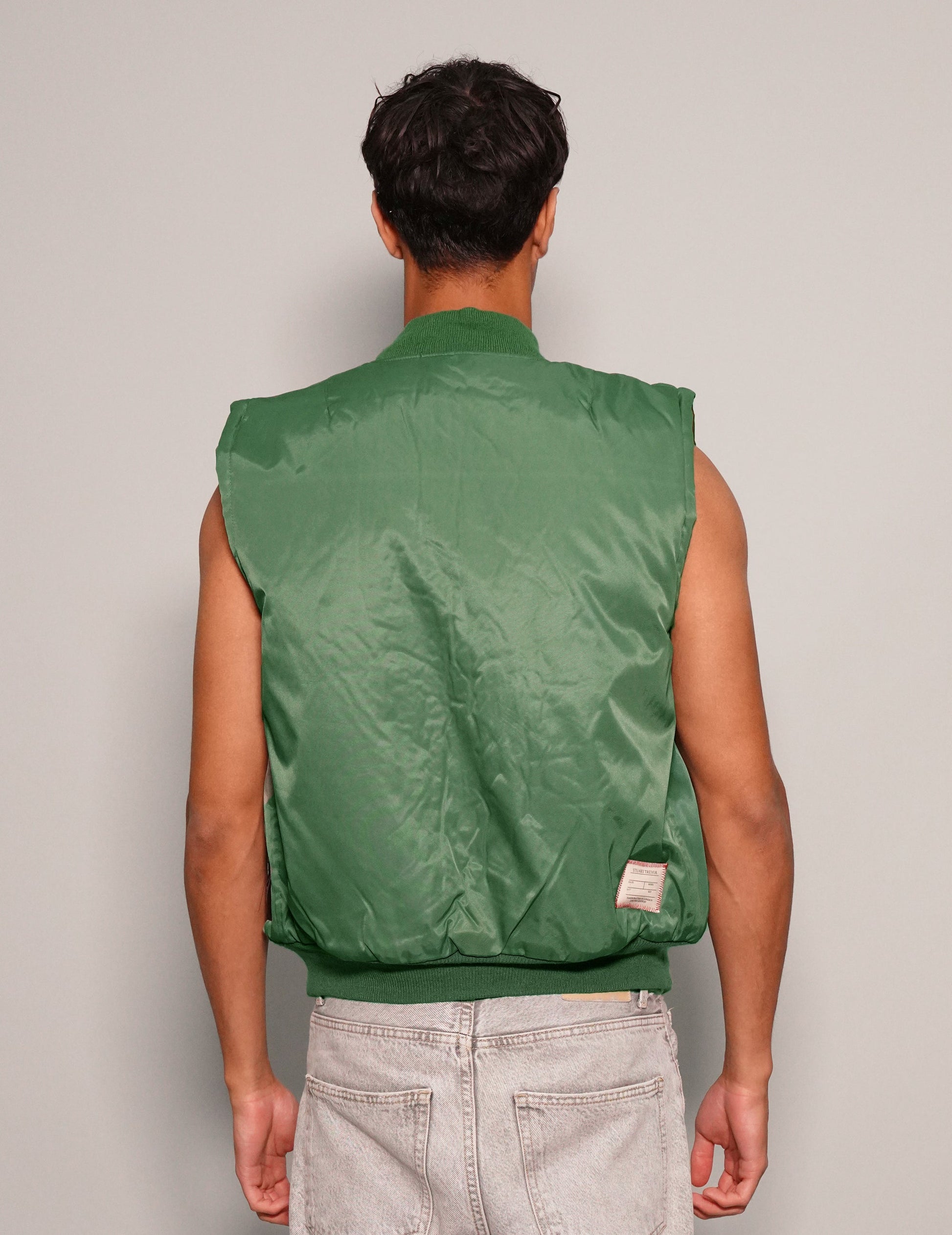 Vintage Green Bomber Gilet Reversible