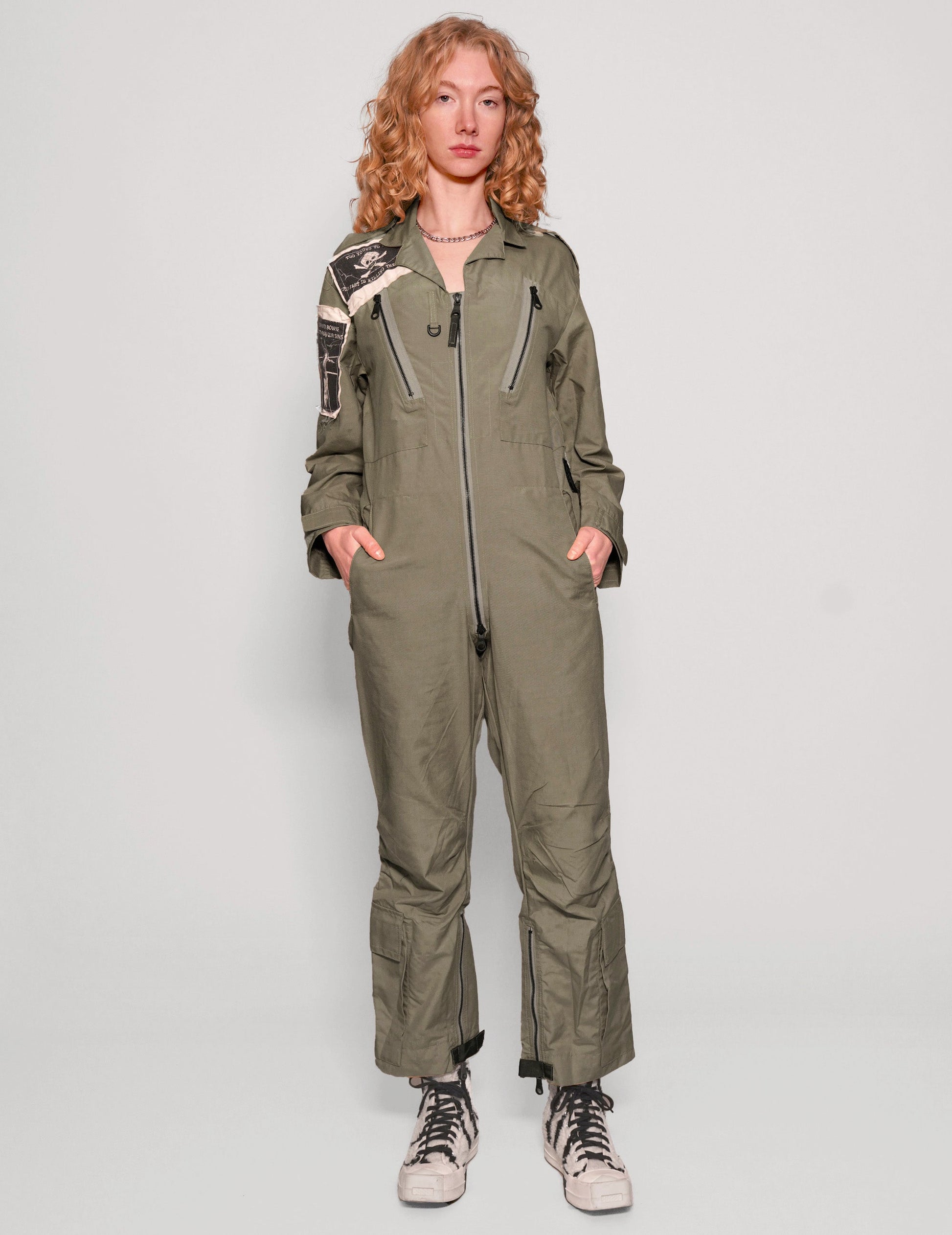 Patched Khaki Jumpsuit