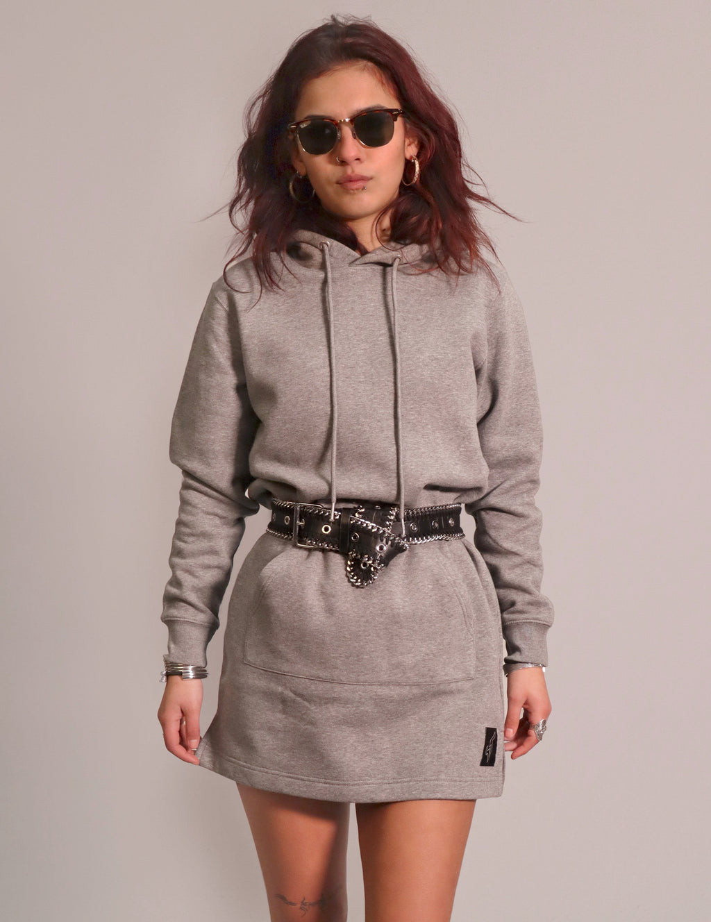Party Back Hoodie Dress in Grey
