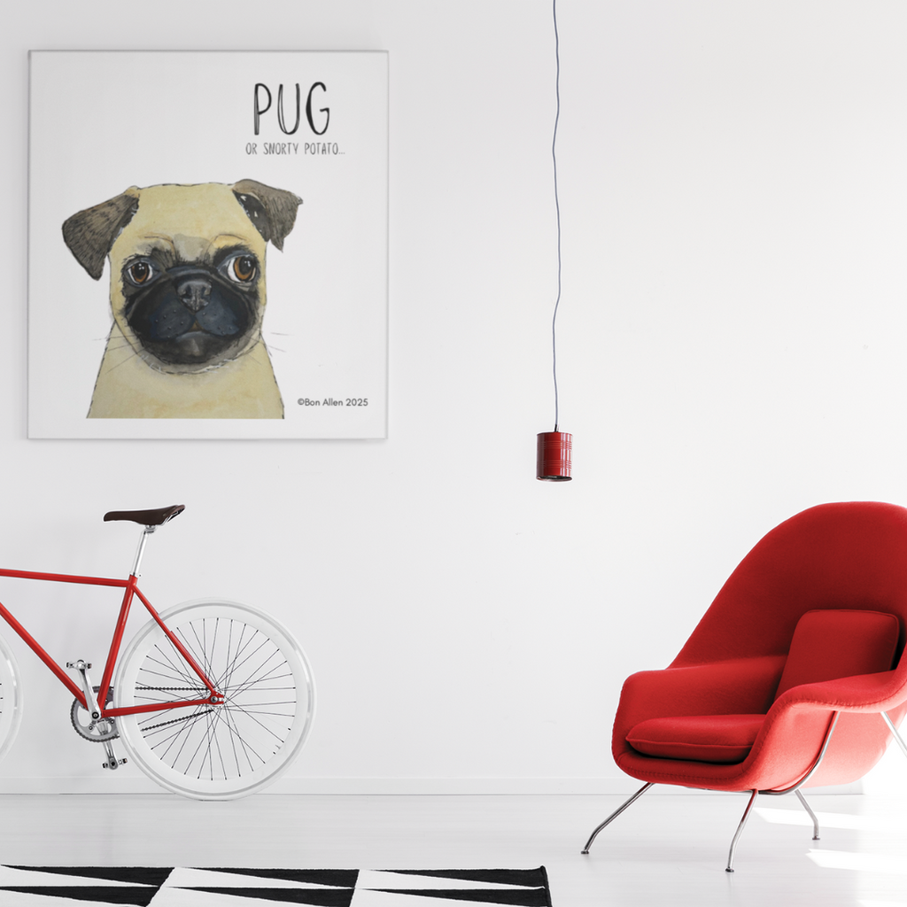 Portrait of a Snorty Potato Pug Art Print