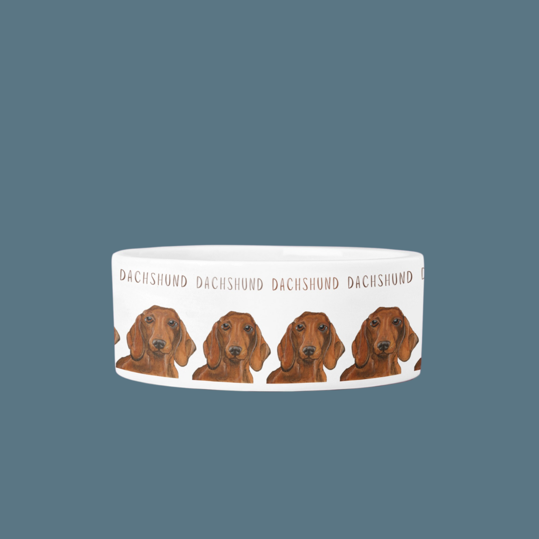 Handcrafted Ceramic Dog Bowl for Dachshunds