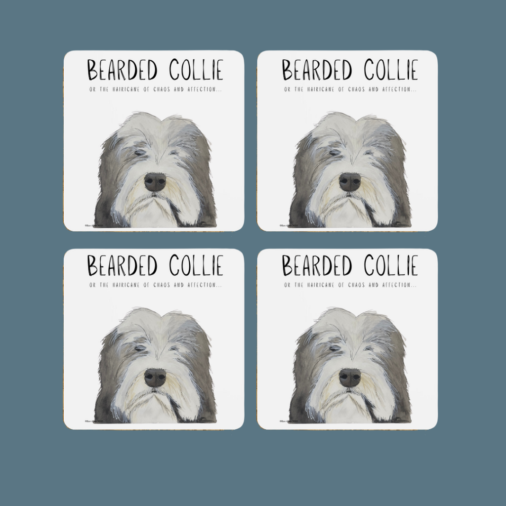 Bearded Collie Coasters Set of 4
